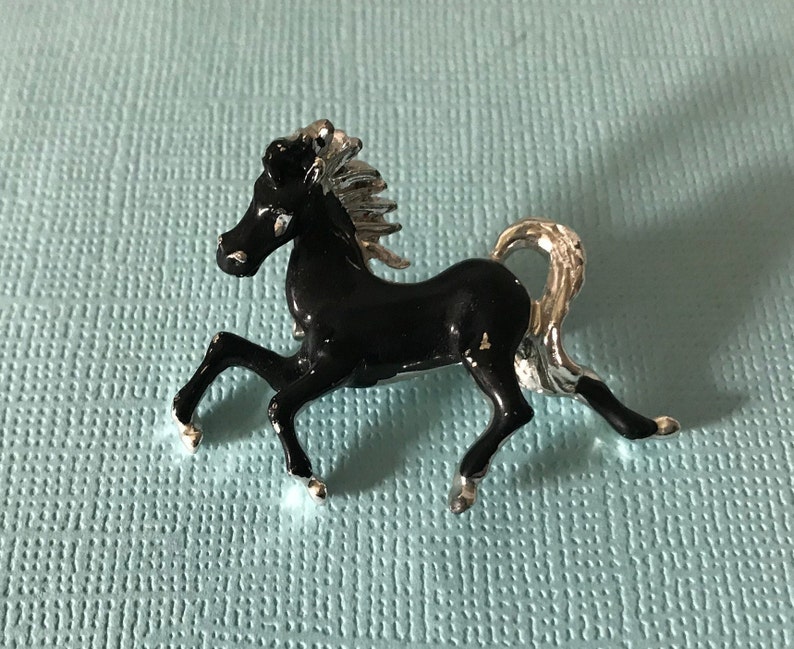 Vintage horse brooch black horse pin horse jewelry horse Etsy