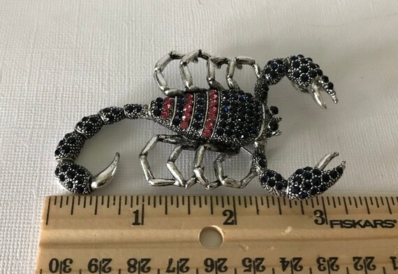 Large rhinestone scorpion brooch, Scorpio birth s… - image 3