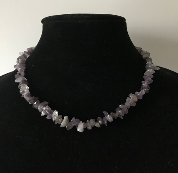 Vintage amethyst rock necklace, 18 inch necklace,… - image 2