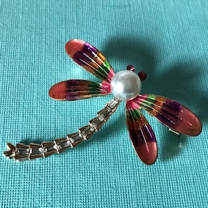 Rhinestone dragonfly brooch, pink dragonfly pin, purple dragonfly brooch, orange dragonfly pin, green dragonfly pin, dragonfly jewelry pin