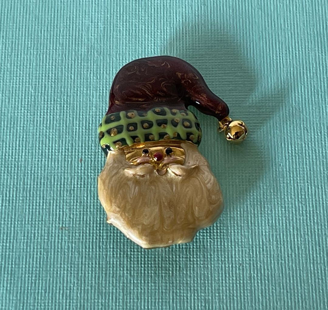 Broche Vintage DCE Noël - Multicolore - Verre Uranium Et Strass - Signée
