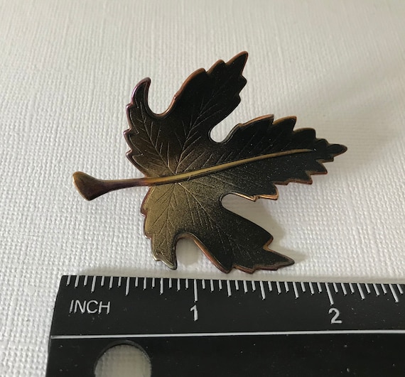 Vintage leaf brooch, maple leaf brooch, scarf bro… - image 4