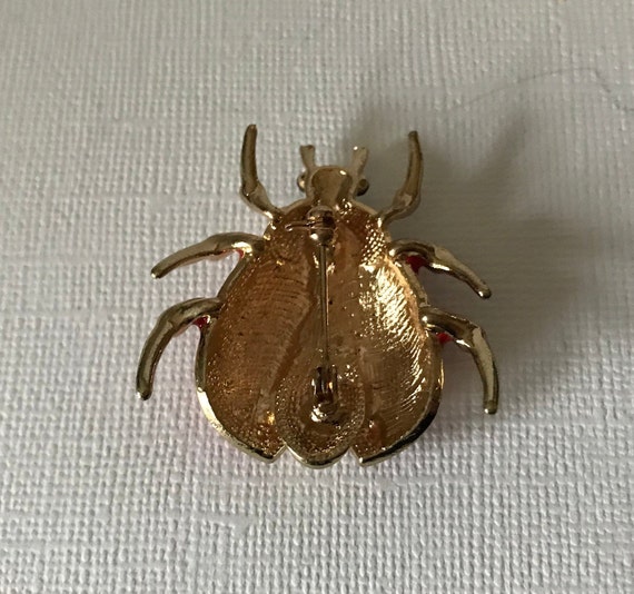 Rhinestone lady bug brooch, beetle brooch, lady b… - image 5