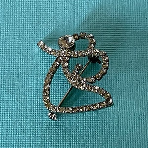 Vintage angel brooch, rhinestone angel pin, guardian angel pin, Christmas angel brooch, angel jewelry, Christian jewelry, religious brooch