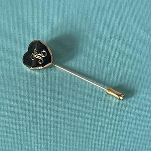 Vintage letter K stick pin, letter K jewelry, heart stick pin, monogram K pin, initial K brooch, gold letter K pin, letter k vintage, k pin