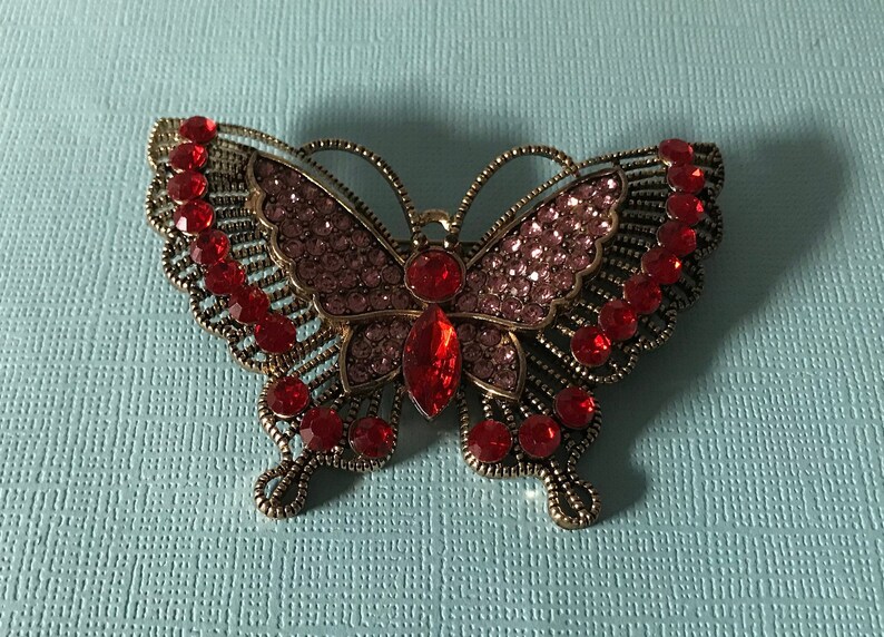 butterfly brooch insect pin bug Large red rhinesotne butterfly pin butterfly jewelry red butterfly in insect pins large butterfly pin