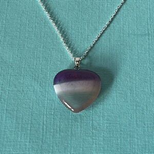 Purple heart necklace, 20&quot; necklace, purple agate heart pendant, Valentine&#39;s necklace, gifts for her, heart jewelry,