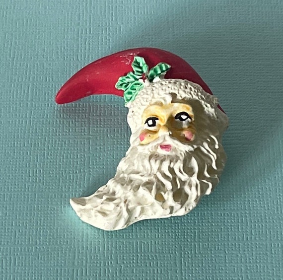 Vintage Santa brooch, vintage crescent moon pin, … - image 3