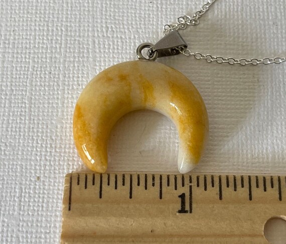 Crescent moon necklace, yellow moon necklace, butter quartz crescent moon, 20" necklace, yellow jasper moon necklace, moon jewelry, moon View 6