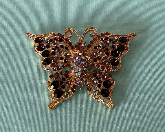 Large butterfly brooch, rhinestone butterfly pin,… - image 7