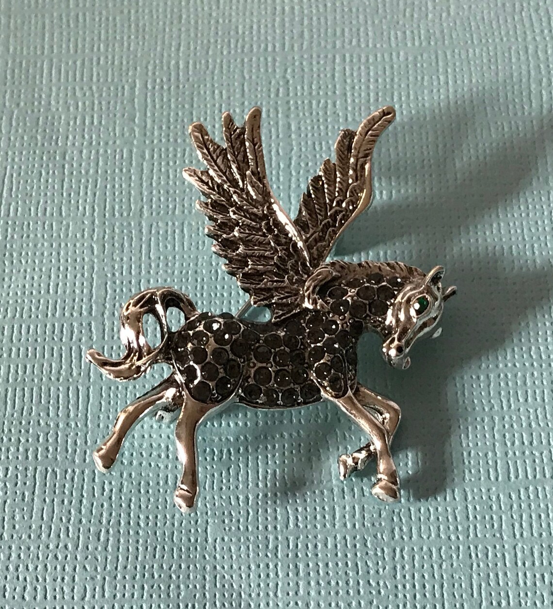 Pegasus Brooch Rhinestone Pegasus Pin Flying Horse Brooch Etsy