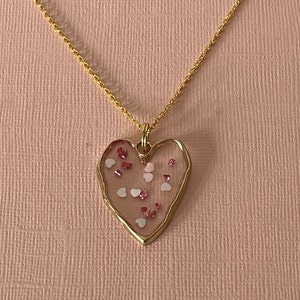 Dark Pink Pixel Heart Pendant, Large Pink Heart Necklace
