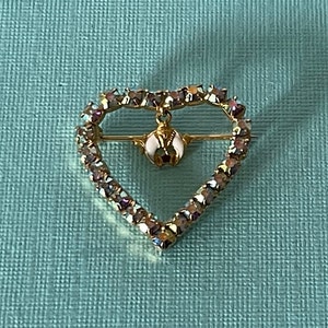 Vintage Shriner brooch, rhinestone Shriner pin, heart shriner brooch, masonic jewelry, shriner dangle brooch, rhinestone heart shriner pin
