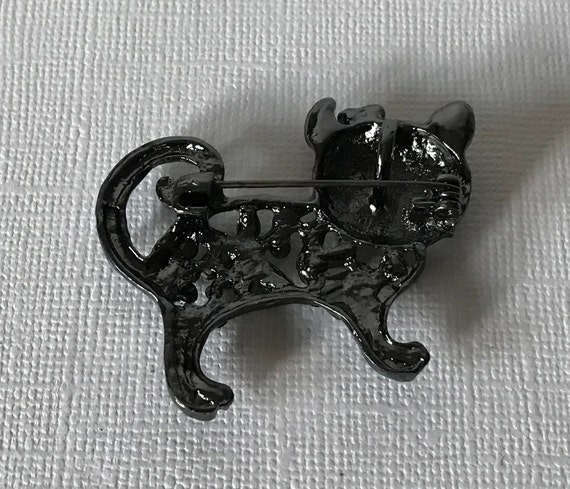 Rhinestone cat brooch, hippie cat pin, boho cat p… - image 4