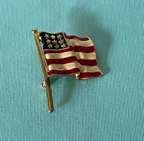 Vintage American flag brooch, flag jewelry, MAGA, USA… Gem