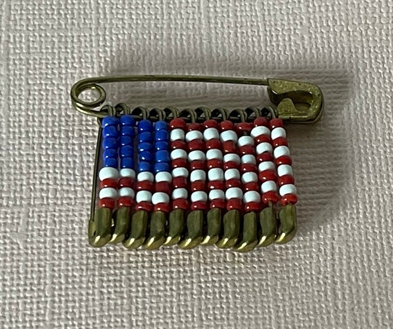 Vintage flag brooch, vintage safety pin brooch, v… - image 6