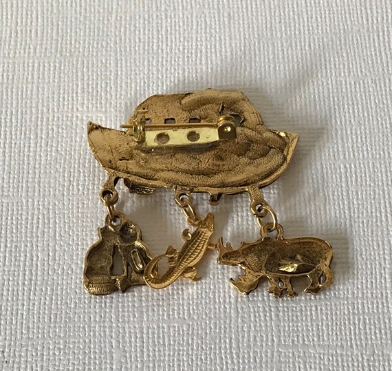 Vintage Noah's ark brooch, gold Noah's ark brooch… - image 5
