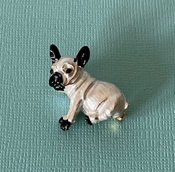 French bulldog brooch, dog jewelry, white dog pin… - image 3