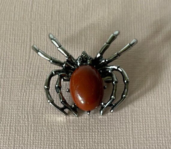 Spider brooch, red jasper spider pin,  Halloween … - image 6