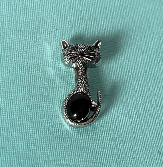 Vintage cat brooch, cat pin, cat jewelry, cat gifts, rhinestone cat brooch, pink rhinestone cat pin, silver cat brooch rhinestone cat brooch