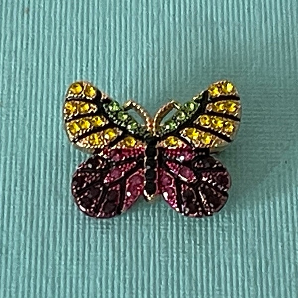 Broche papillon en strass, épingle papillon jaune, bijoux papillon, bijoux insectes, broche papillon violet, papillon rose, vert