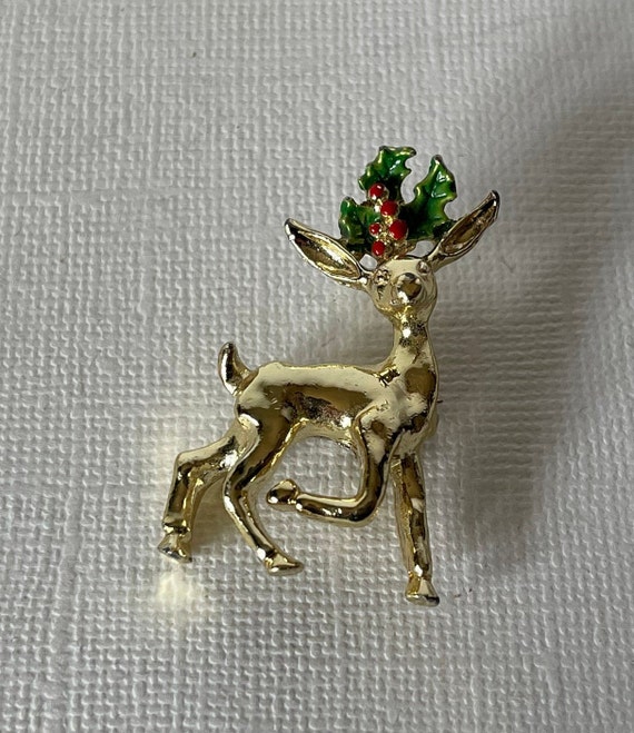 Vintage reindeer brooch, Signed Gerry's Rudolph b… - image 3