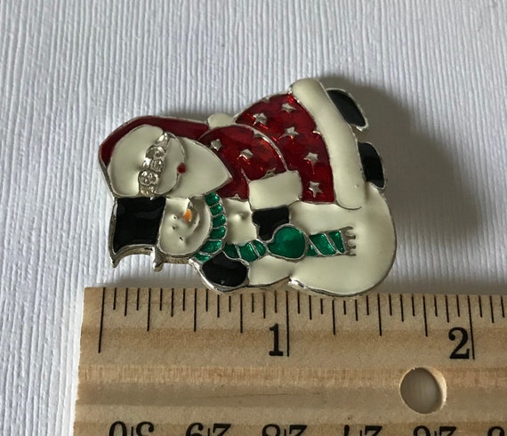 Vintage santa brooch, vintage snowman brooch, San… - image 3