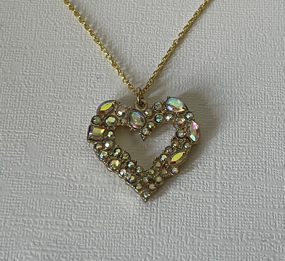 Rhinestone heart necklace, heart jewelry, gifts f… - image 5