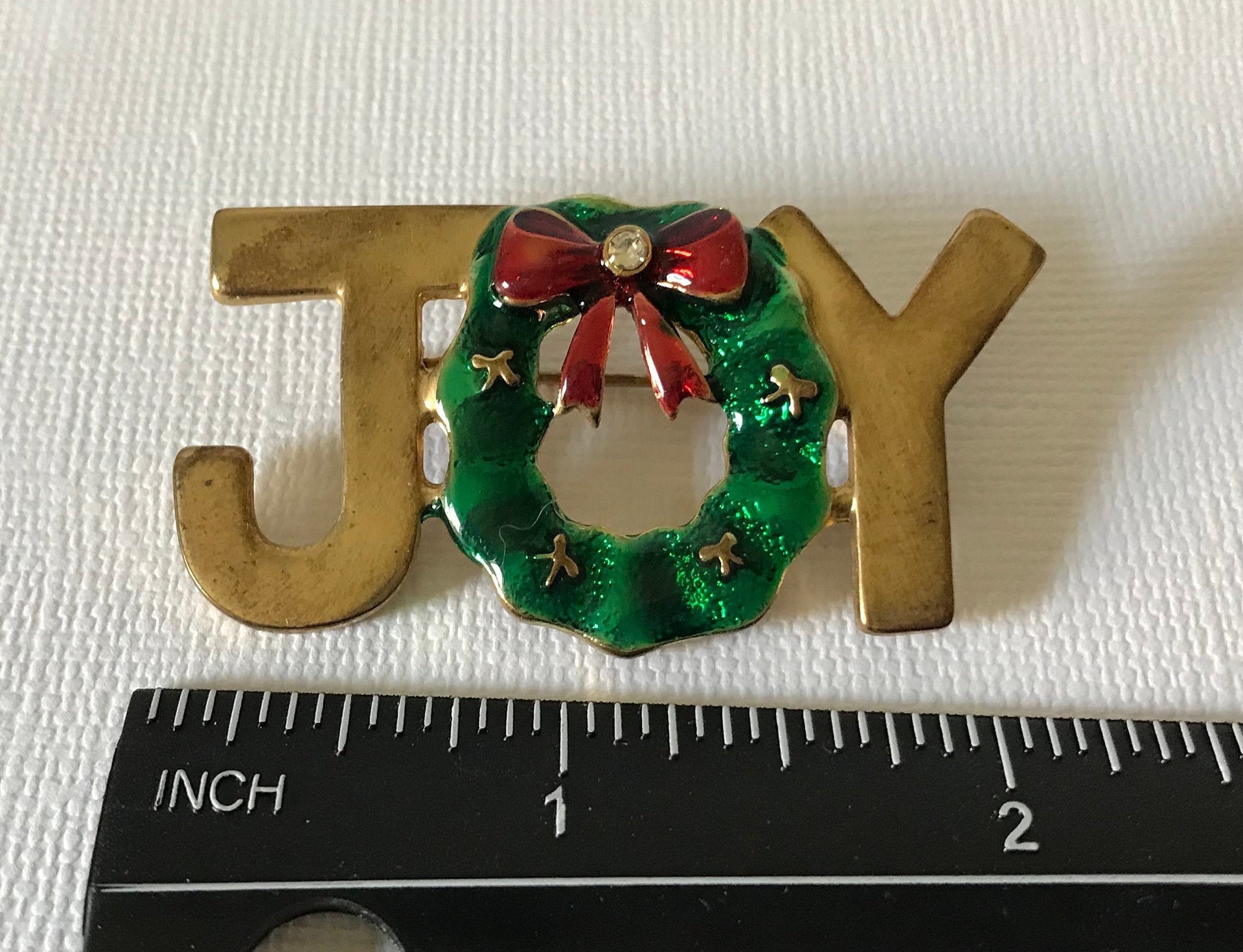 Vintage Joy brooch wreath brooch Christmas brooch Joy pin Etsy