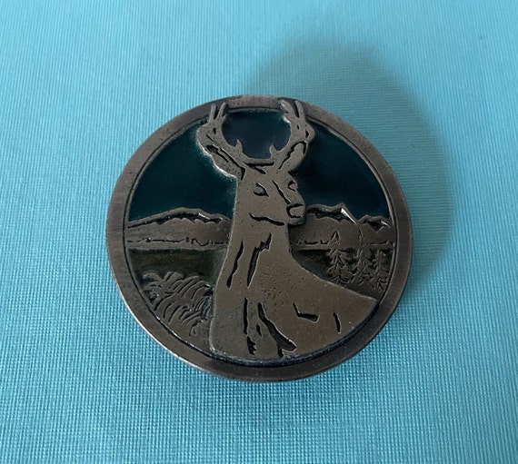 Vintage belt buckle, Deer belt buckle, buck belt b