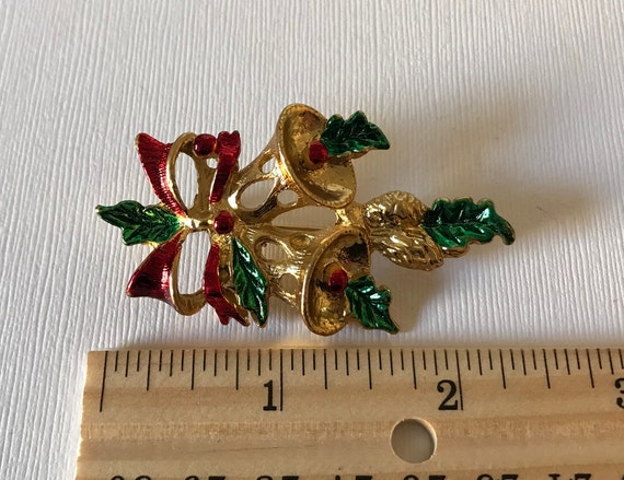 Vintage jingle bells brooch, Christmas brooch, Ch… - image 4