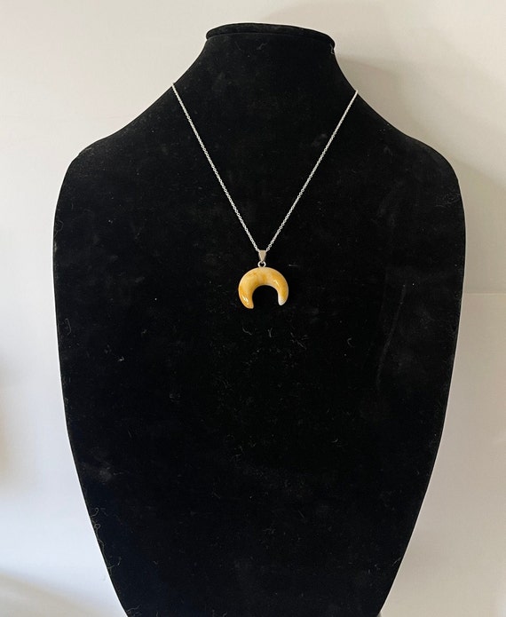 Crescent moon necklace, yellow moon necklace, butter quartz crescent moon, 20" necklace, yellow jasper moon necklace, moon jewelry, moon View 5