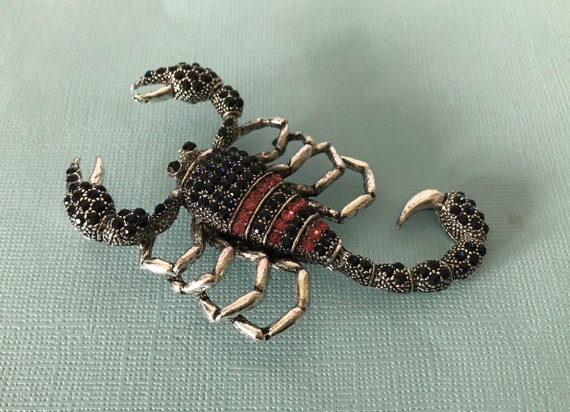 Large rhinestone scorpion brooch, Scorpio birth s… - image 5