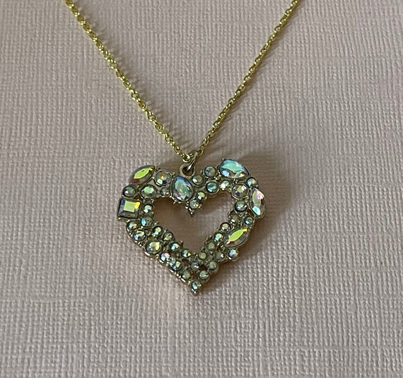 Rhinestone heart necklace, heart jewelry, gifts f… - image 2