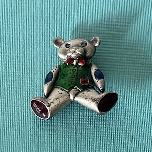 Vintage bear brooch, teddy bear brooch, pewter bear pin, Christmas bear pin, teddy bear jewelry, silver bear pin, teddy bear brooch, bear