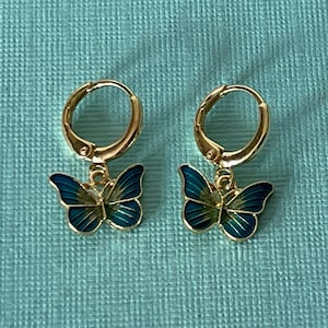 Butterfly earrings, blue butterfly earrings, summer earrings, butterfly jewelry, spring earrings, butterflies blue butterfly pierced earring