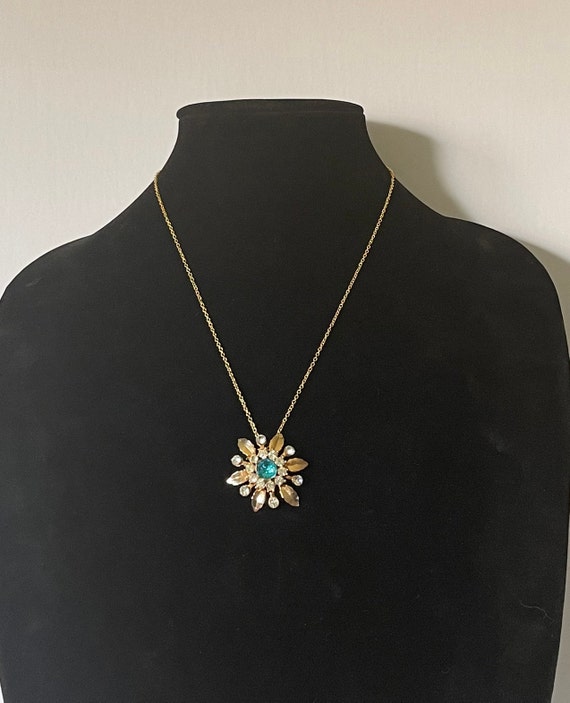 Vintage rhinestone flower necklace, vintage rhines