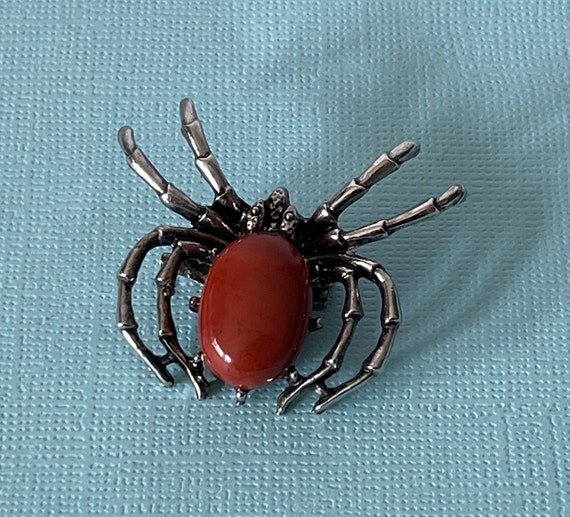 Spider brooch, flame jasper spider pin, tarantula… - image 4