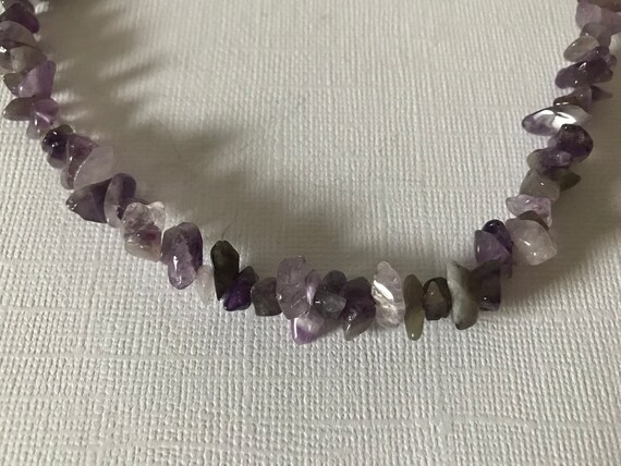 Vintage amethyst rock necklace, 18 inch necklace,… - image 5