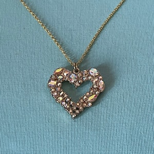 Rhinestone heart necklace, heart jewelry, gifts for her, Valentine&#39;s heart necklace wedding necklace rhinestone heart pendant, heart jewelry