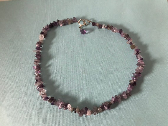 Vintage amethyst rock necklace, 18 inch necklace,… - image 7