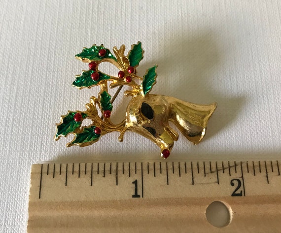 Vintage rudolph pin, reindeer brooch, Christmas p… - image 3