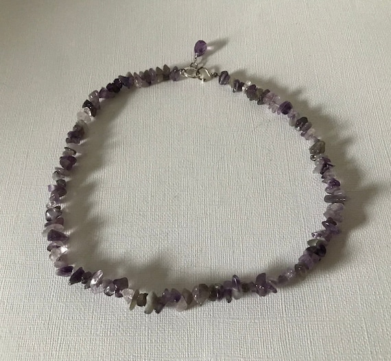 Vintage amethyst rock necklace, 18 inch necklace,… - image 6