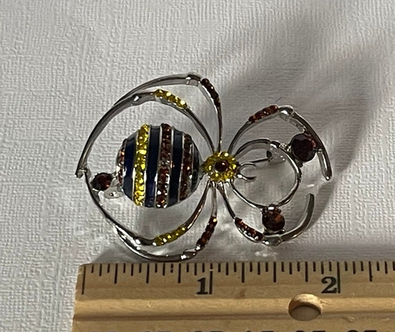 Rhinestone spider brooch, tarantula brooch, yellow spider pin, blue spider pin Halloween spider brooch wedding spider brooch, spider jewelry View 6