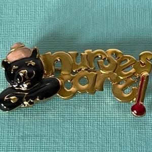 Vintage cat brooch, vintage nurse pin, nurse appreciation, cat gifts, cat jewelry, first responder, cat pin, cat jewelry, nurse  jewelry cat
