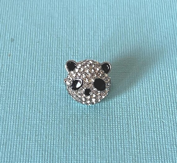 Small rhinestone panda brooch, panda jewelry, cat brooch, racoon pin, panda jewelry, small panda pin, lucky panda brooch, bear jewelry