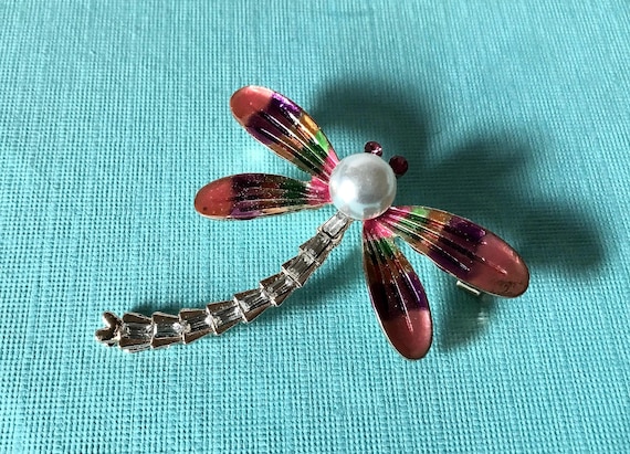 Rhinestone dragonfly brooch, pink dragonfly pin, purple dragonfly brooch, orange dragonfly pin, green dragonfly pin, dragonfly jewelry pin