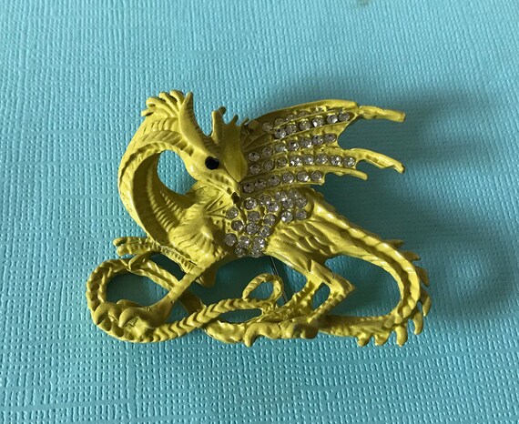 rhinestone dragon brooch, rhinestone dragon pin, … - image 4