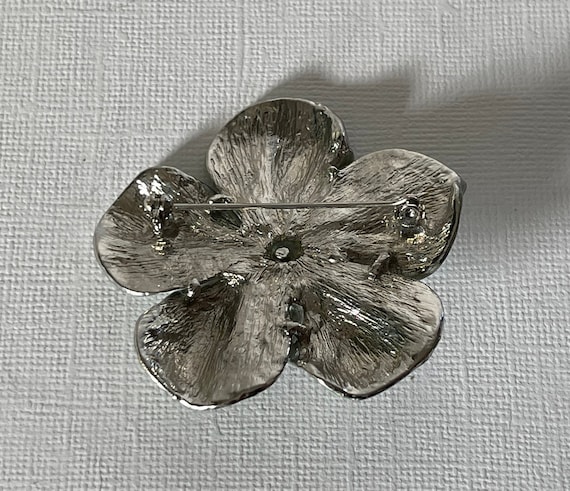 Vintage flower brooch, rhinestone flower pin, dai… - image 6
