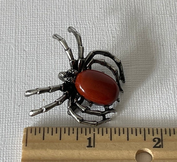 Spider brooch, flame jasper spider pin, tarantula… - image 5